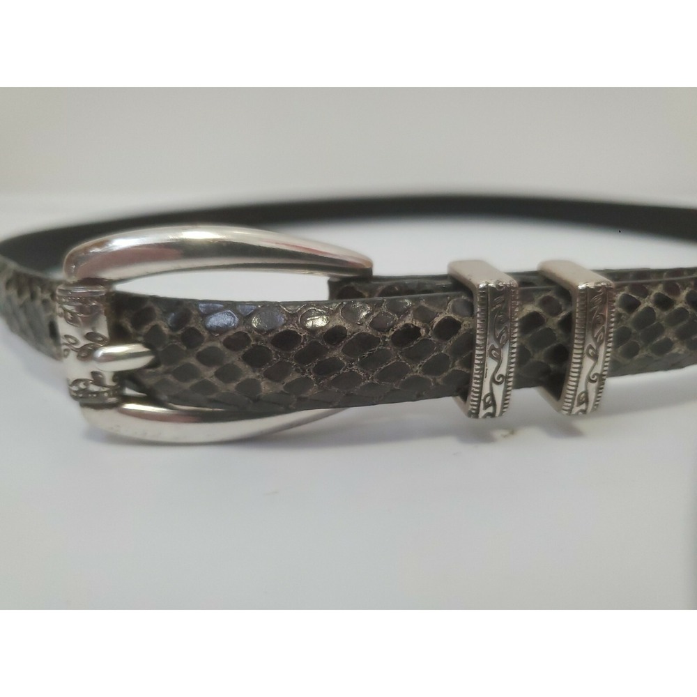 Brighton Women's Snake Embossed Skinny Belt 30 Black